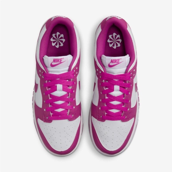 NIKE DUNK LOW HOT FUCHSIA PINK LEATHER SNEAKERS SIZE 8 NEW - Picture 5 of 10